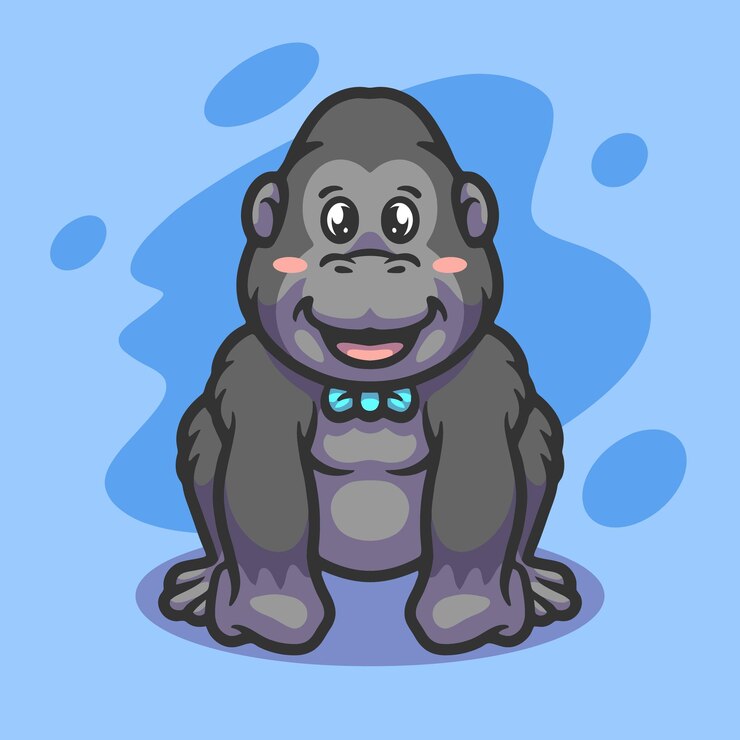 Vector desain ilustrasi maskot gorila lucu