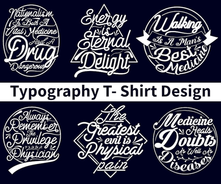 Vector desain kaos tipografi kutipan motivasi medis