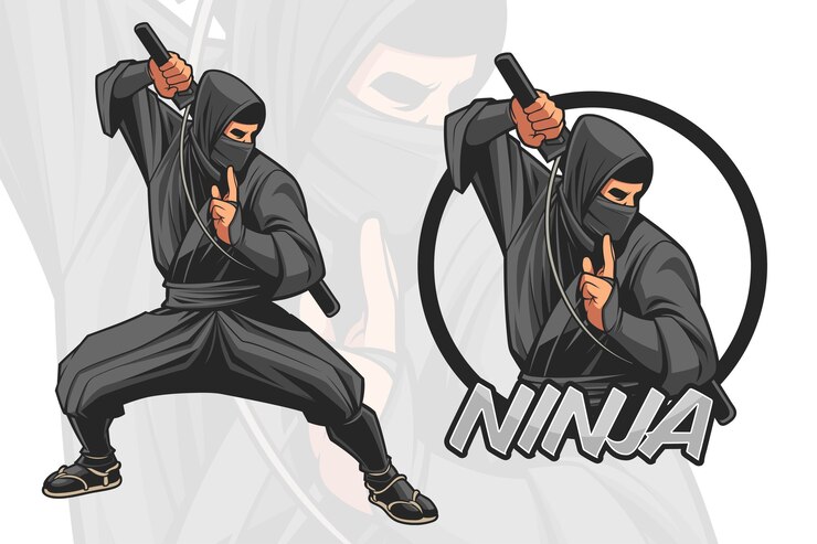 Vector desain karakter ninja untuk logo dan ilustrasi