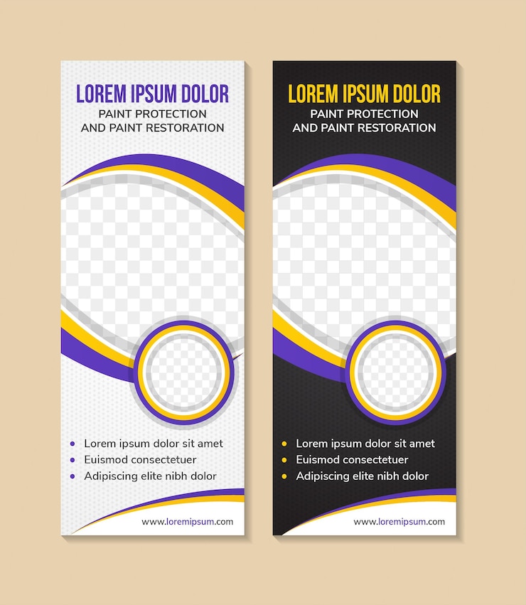 Vector desain koleksi templat banner perlindungan cat dan restorasi cat. tata letak vertikal