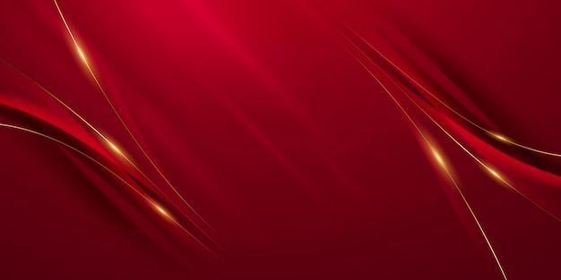 Desain latar belakang abstrak elemen geometris merah dan emas modern ilustrasi vektor