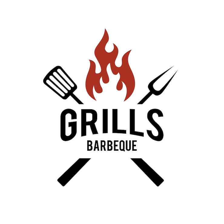 Vector desain logo barbecue premium modern sederhana templat makanan atau panggangan