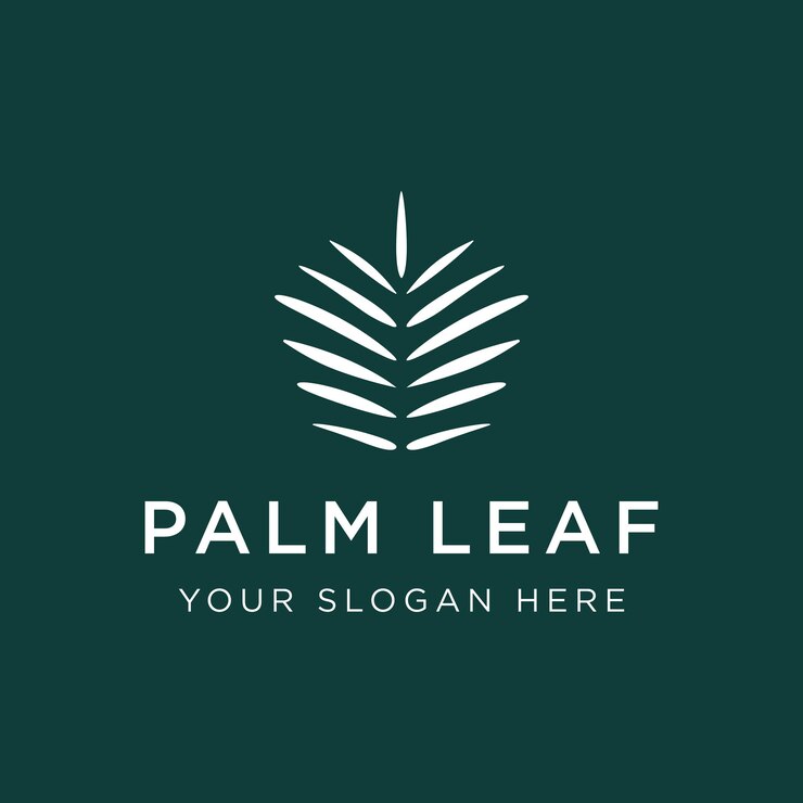 Desain logo botani terapi tropis musim panas daun palem mewah dan Premium