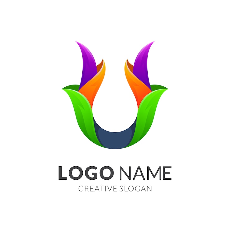 Vector desain logo daun huruf u
