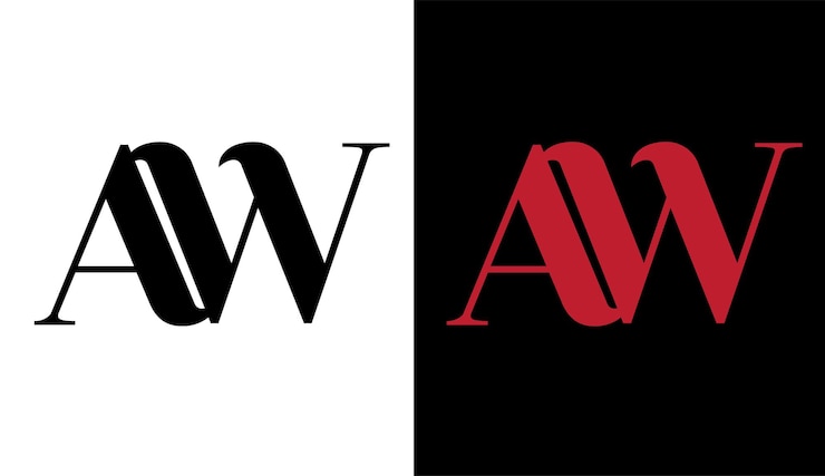 Vector desain logo huruf awal aw simbol modern kreatif ikon monogram