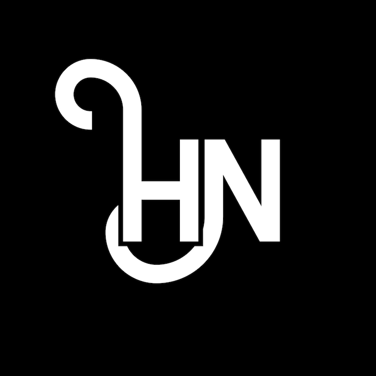 Vector desain logo huruf hn dengan latar belakang hitam konsep logo huruf inisial kreatif hn desain huruf hn desain huruf putih hn dengan latar belakang hitam logo h n h n