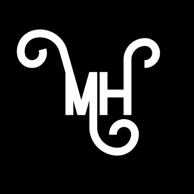 Vector desain logo huruf mh inisial huruf ikon logo mh surat abstrak mh templat desain logo minimal desain vektor huruf m h dengan warna hitam logo mh