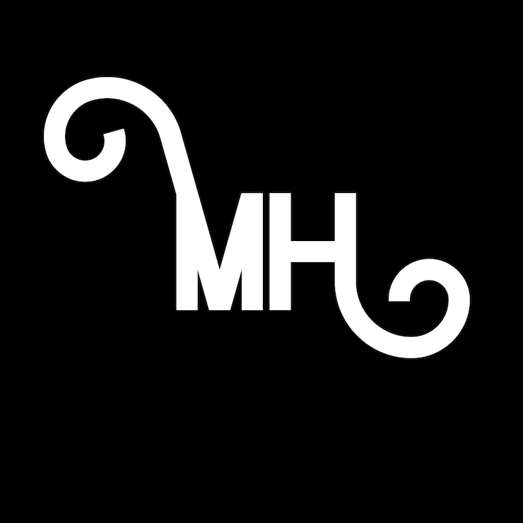 Vector desain logo huruf mh inisial huruf ikon logo mh surat abstrak mh templat desain logo minimal desain vektor huruf m h dengan warna hitam logo mh