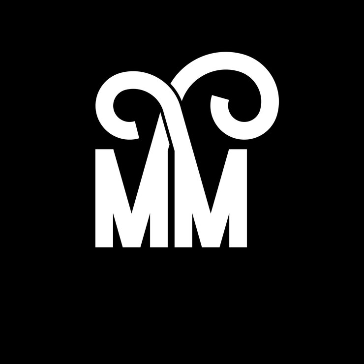 Vector desain logo huruf mm huruf awal ikon logo mm surat abstrak templat desain logo minimal mm desain vektor huruf m m dengan warna hitam logo mm