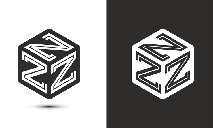 Desain logo huruf Z dengan logo kubus ilustrator logo vektor gaya tumpang tindih huruf alfabet modern Ikon logo Bisnis Premium Warna Putih pada latar belakang hitam