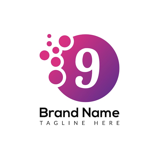 Desain logo inisial modern abstrak 9 huruf