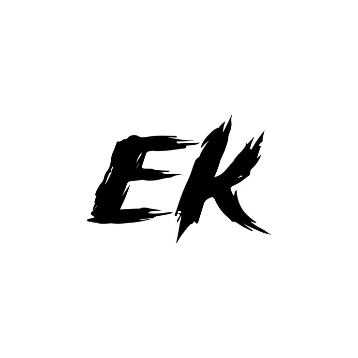 Vector desain logo monogram ek huruf teks nama simbol logotype monokrom karakter alfabet logo sederhana