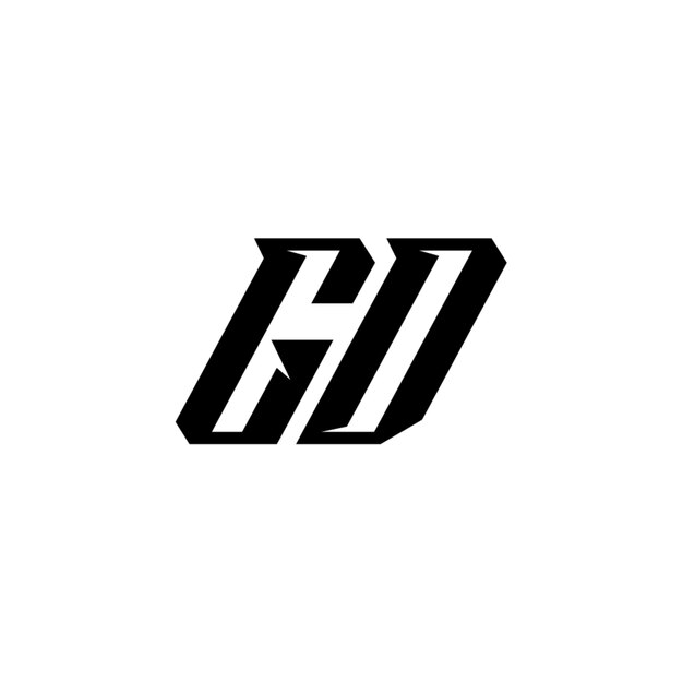 Desain logo monogram GD, teks huruf, nama simbol, logotype monokrom, karakter alfabet, logo sederhana
