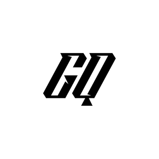 Desain logo monogram GQ huruf teks nama simbol logotipe monokrom karakter alfabet logo sederhana