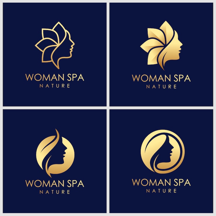 Vector desain logo perawatan kulit kecantikan emas kreatif. konsep logo terapi spa.