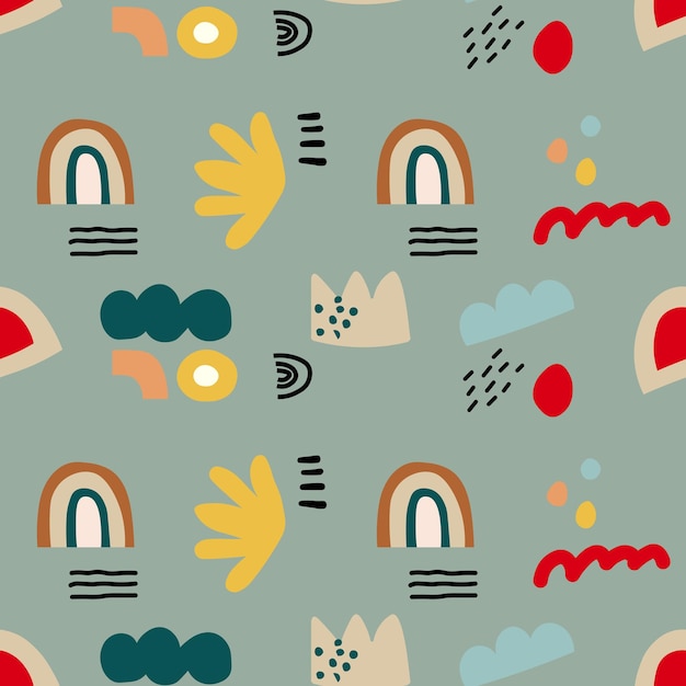 Desain pola boho digambar tangan