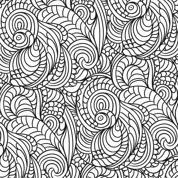 Desain pola doodle zen yang digambar tangan
