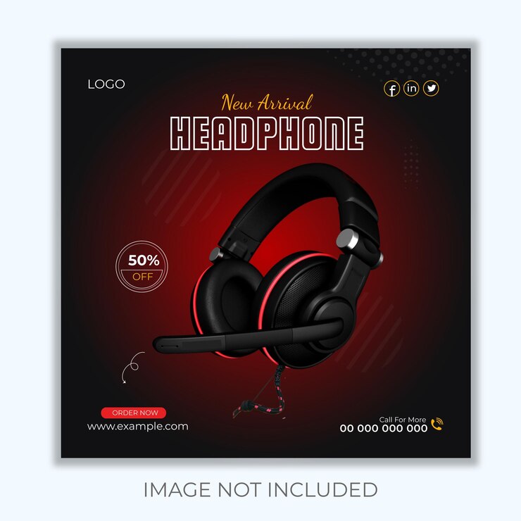 Desain postingan Media Sosial headphone