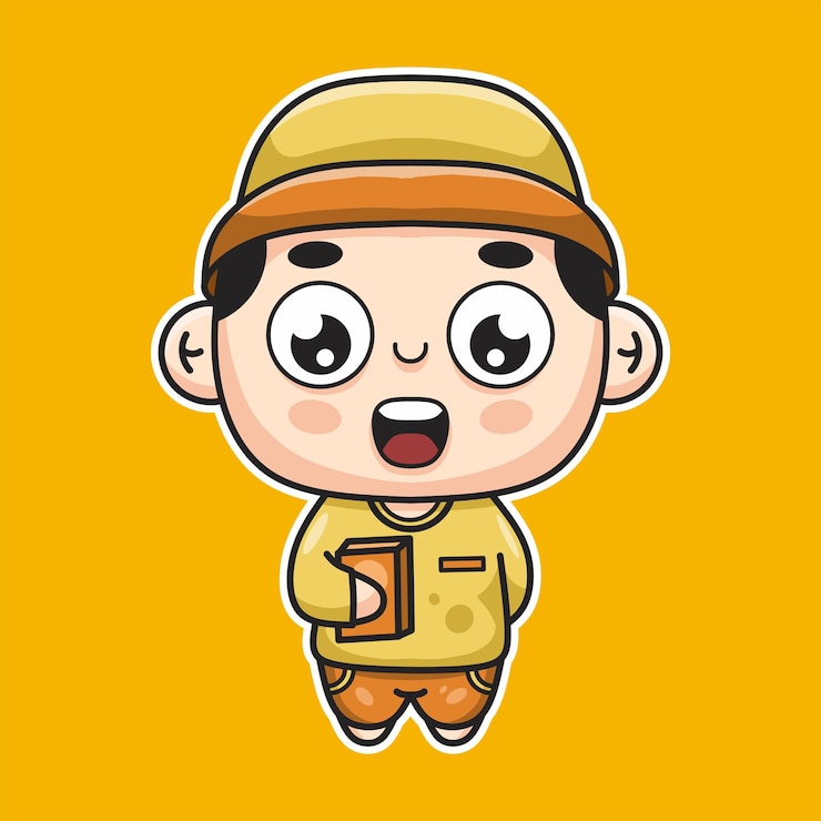 Vector desain seni vektor ilustrasi cute boy bring quran