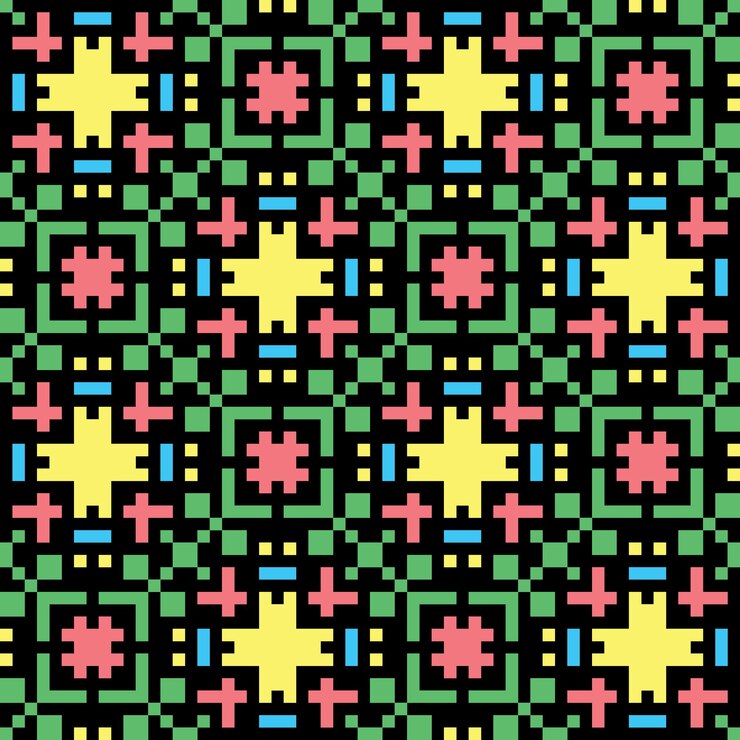 Vector desain sprite retro estetika vintage pola abstrak tanpa batas seni piksel