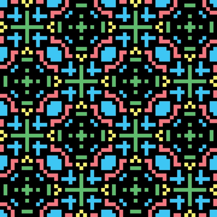 Vector desain sprite retro estetika vintage pola abstrak tanpa batas seni piksel