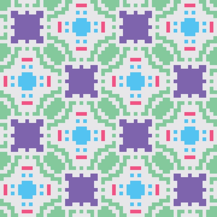 Vector desain sprite retro estetika vintage pola abstrak tanpa batas seni piksel