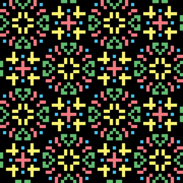 Vector desain sprite retro estetika vintage pola abstrak tanpa batas seni piksel