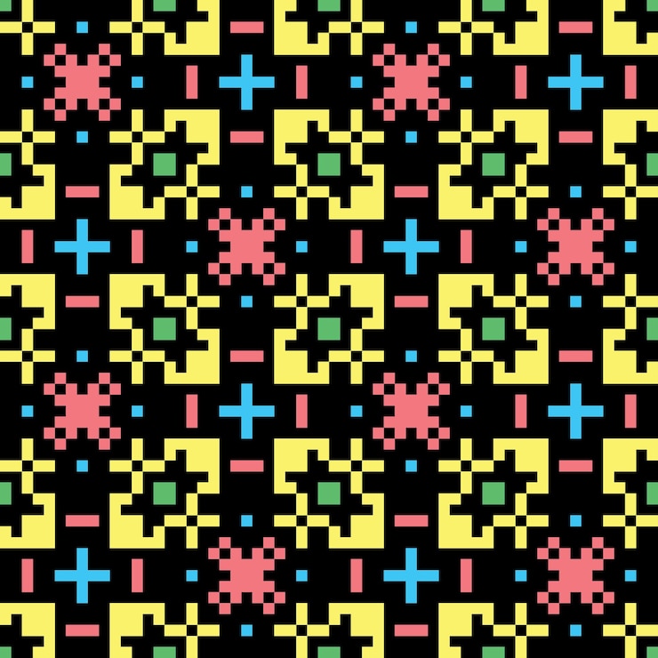 Vector desain sprite retro estetika vintage pola abstrak tanpa batas seni piksel