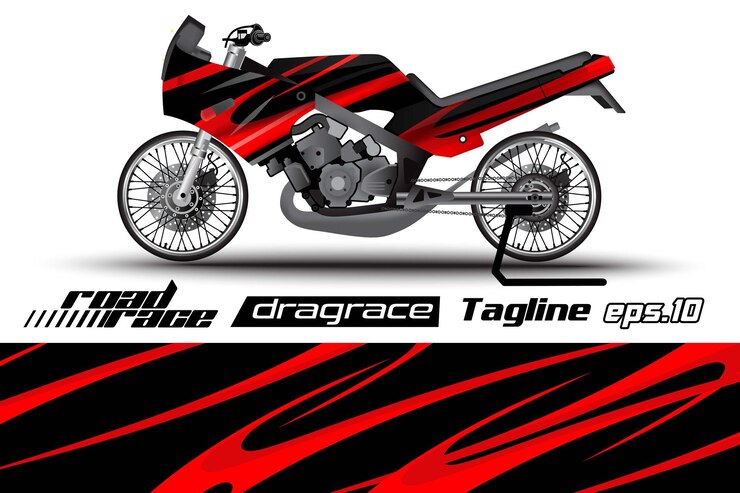 Vector desain stiker pembungkus sepeda motor balap