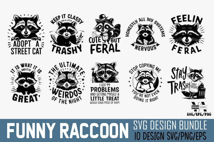 Vector desain svg rakun sarkastik lucu vintage