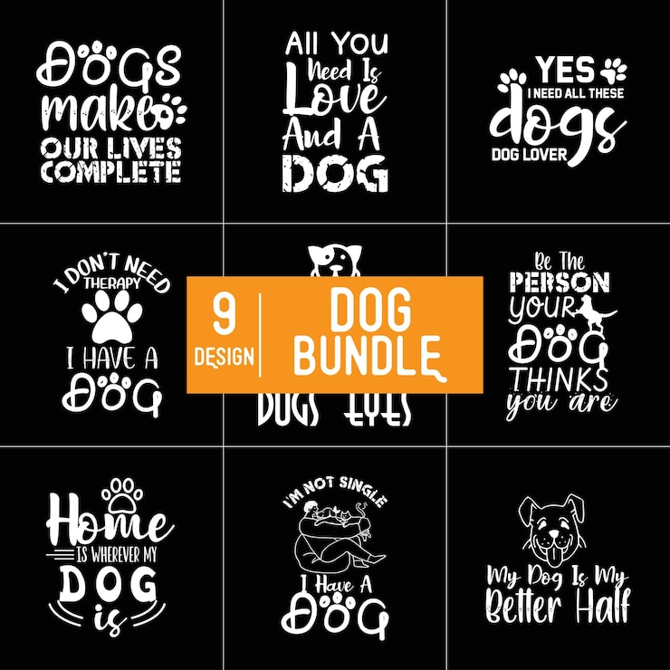 Vector desain t-shirt bundel tipografi anjing
