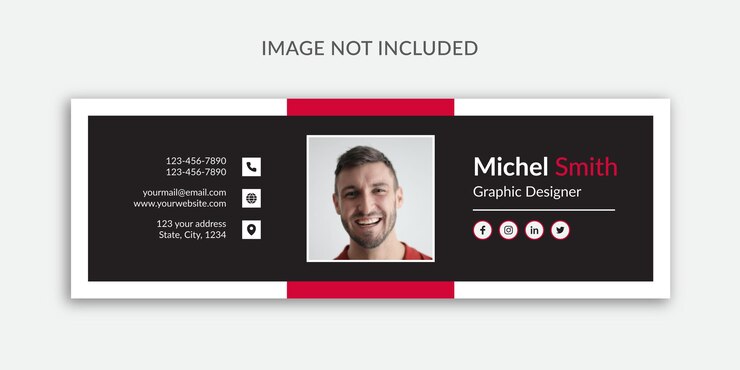 Vector desain tanda tangan email bisnis perusahaan atau templat footer email