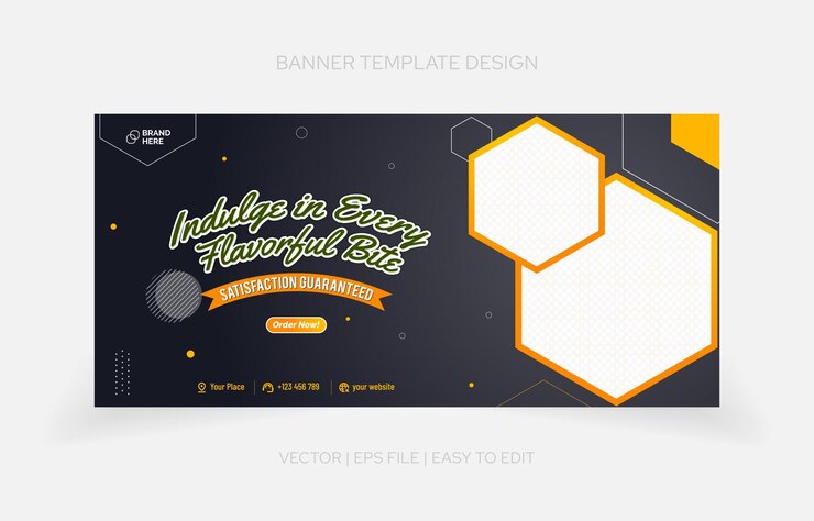 Vector desain templat banner promo makanan restoran untuk keperluan web dan media sosial