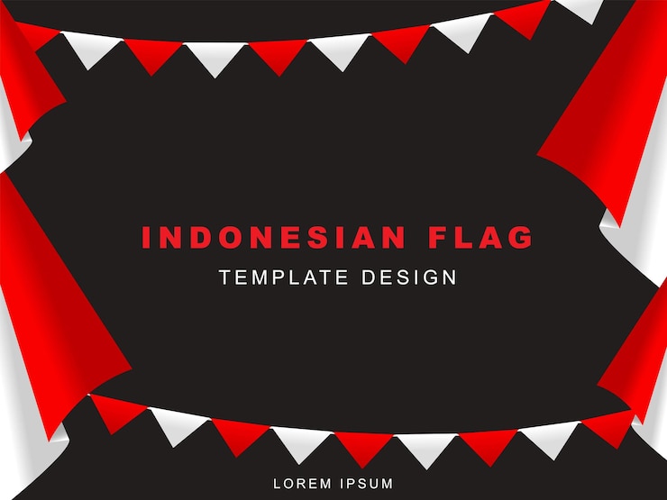 Vector desain templat bendera indonesia dengan konsep warna gradien merah putih. republik indonesia.