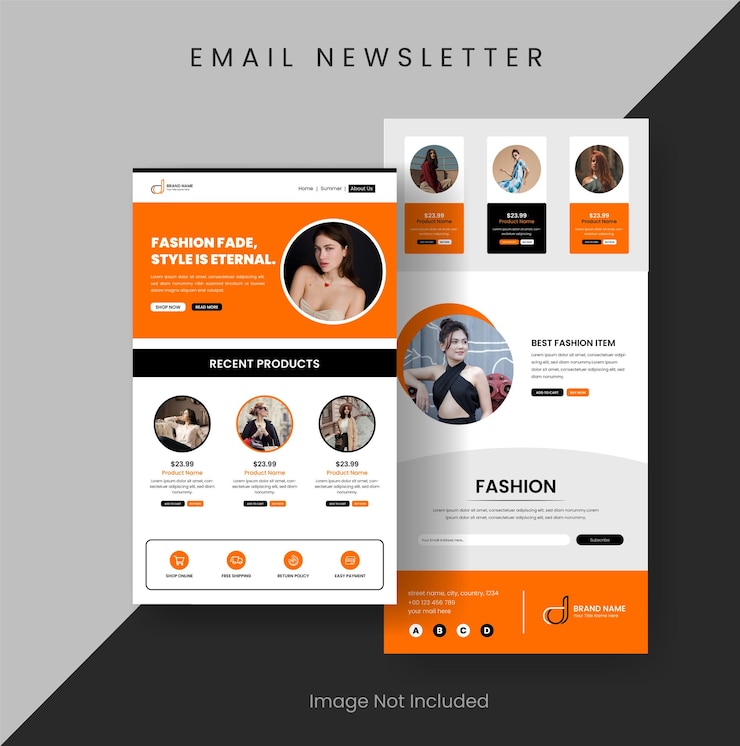 Vector desain templat email nawala untuk fashion
