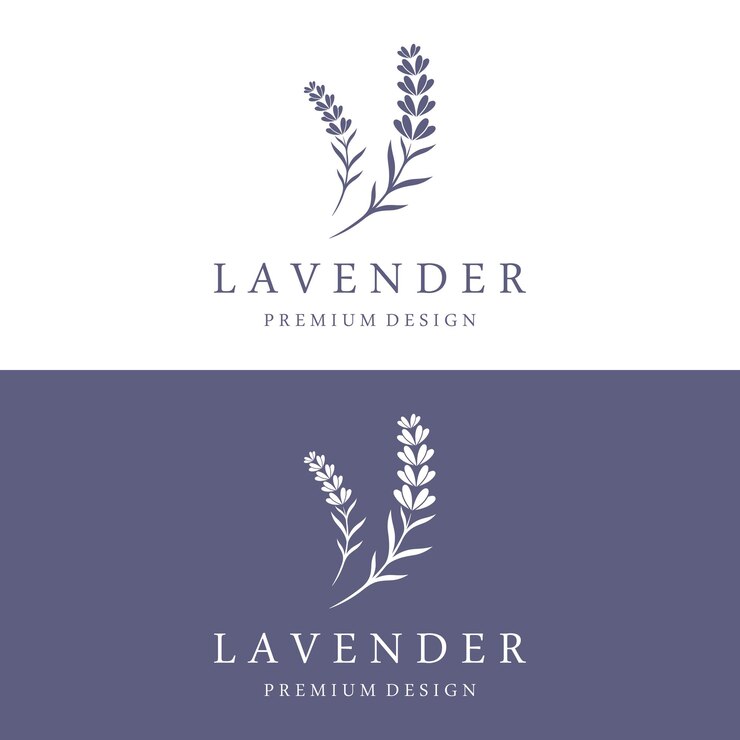 Desain templat logo bunga lavender organik digambar tanganLogo untuk herbalteaoilherbal kecantikan kosmetik