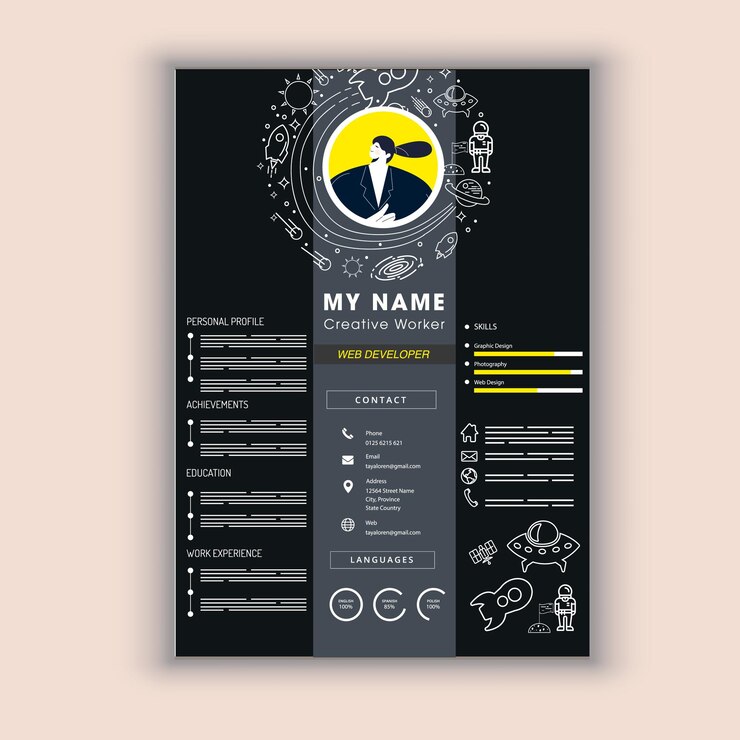 Vector desain templat portofolio atau cv resume yang bersih dan modern