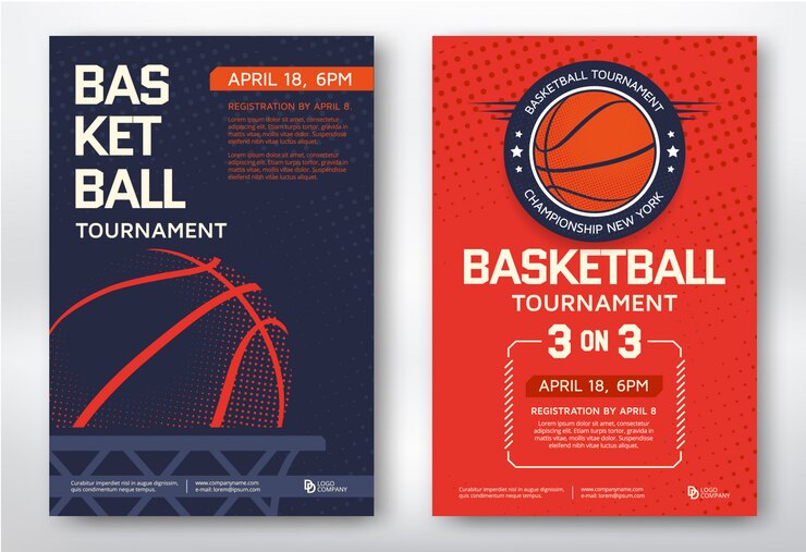 Desain templat poster olahraga modern turnamen bola basket