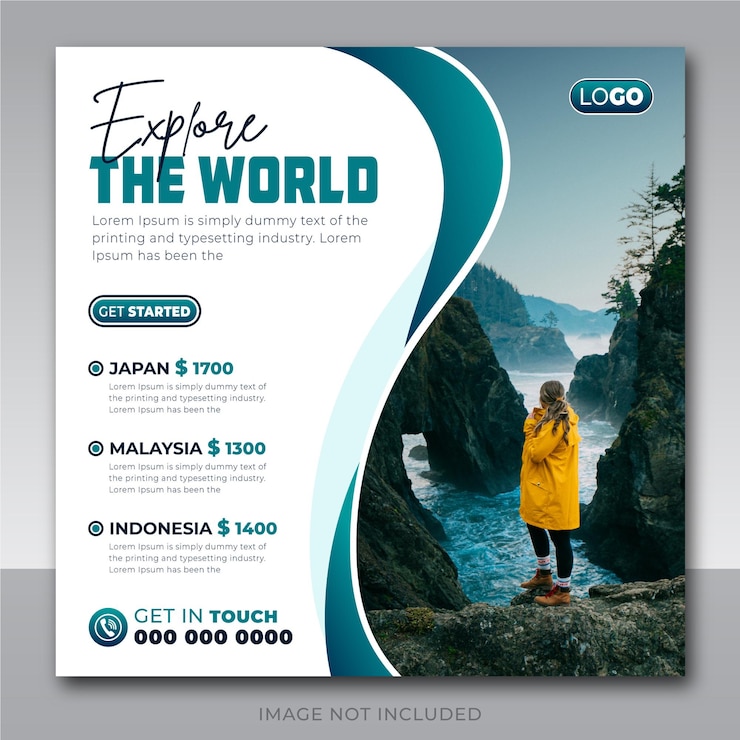 Vector desain templat postingan media sosial agen perjalanan dan pariwisata modern vektor