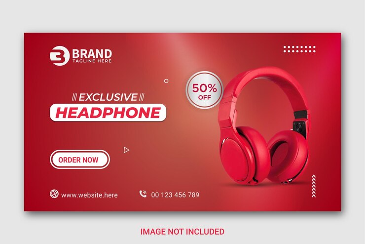 Desain templat spanduk media sosial Instagram promosi merek headphone
