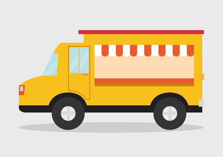 Vector desain truk. ikon makanan. ilustrasi datar