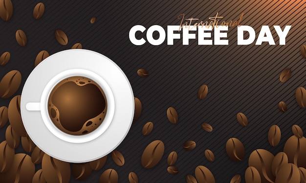 Desain ucapan hari kopi internasional modern dan premium
