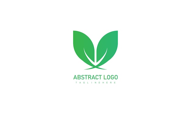 Desain vektor ikon logo daun hijau abstrak