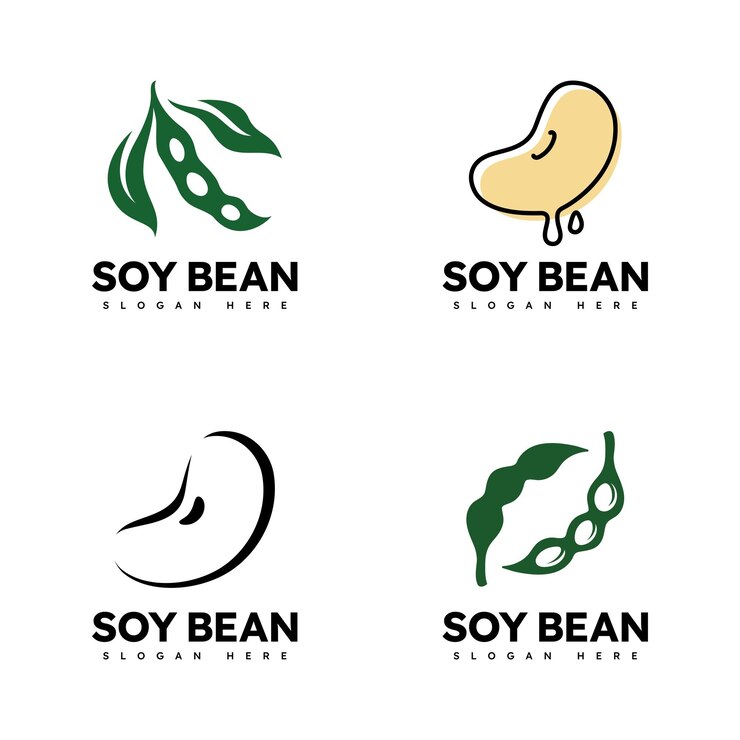 Vector desain vektor logo kedelai makanan sehat