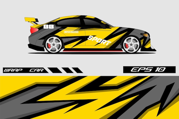 Desain vektor stiker bungkus mobil sport