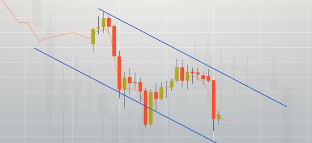 Descending falling down and stock market trading graph candlestick chart flat vector illustration