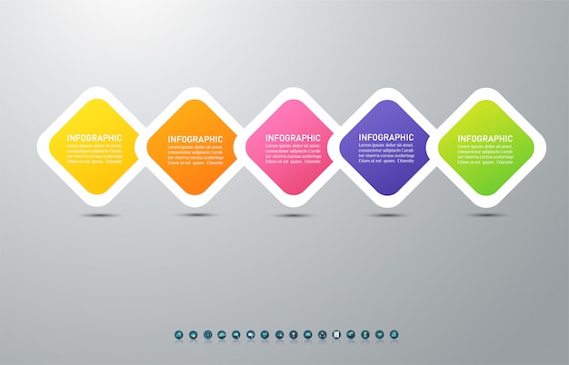 Design Business template 5 options infographic chart element.
