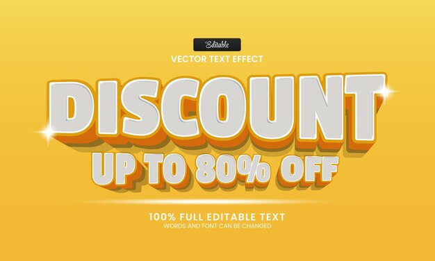 Design editable text effect discount 3d cartoon vector illustration