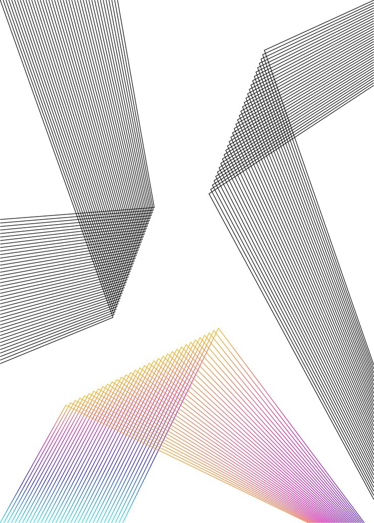 Design element Curved sharp corners wave many lines Abstract vertical broken stripes on white background isolated Creative line art Vector illustration EPS 10 Colors line created using Blend Tool