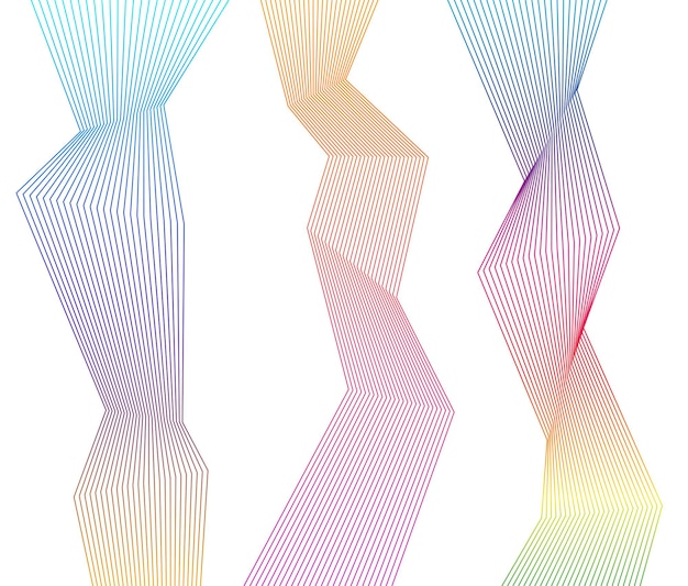 Design element Curved sharp corners wave many lines Abstract vertical broken stripes on white background isolated Creative line art Vector illustration EPS 10